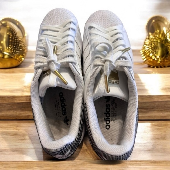 Adidas White Sneakers with Gold and Black Accents RARE - Picture 12 of 17